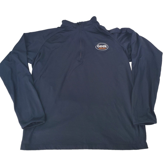 Geek Squad Men's Medim LOGO Long Sleeve Uniform Shirt Black Sports-Tek 1/4 Zip - Picture 1 of 9